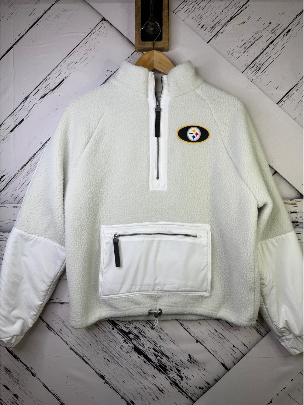 WEAR by Erin Andrews Pittsburgh Steelers Polar Fleece Half-Zip Jacket Women M
